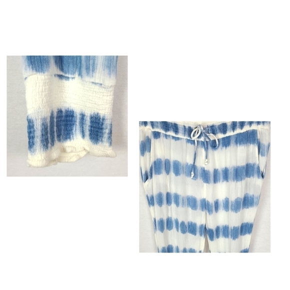 Soft Pants Blue White Casual Elastic Waist - Picture 3 of 4